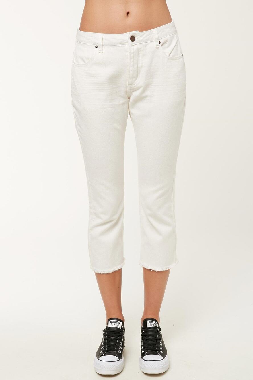 O'Neill Sutter Mini Boot Crop Raw Hem Jeans Women's 24 Bone White NWT